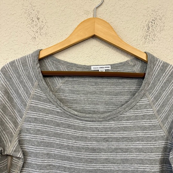 JAMES PERSE Stripe Vintage Raglan Top in Heather Grey - Picture 4 of 11